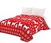 CaliTime King (102-Inch-by-87-Inch) Soft Throw Blanket, Red Reindeer Snowflakes