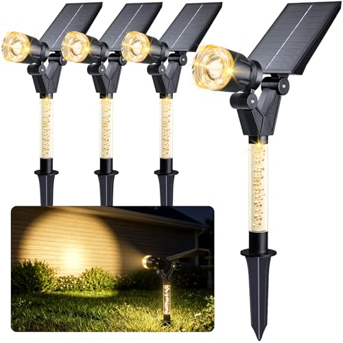 Gorrzai Solar Lights Outdoor Waterproof Spot Lights, 4 Pack Solar Powered Garden Spotlights for...