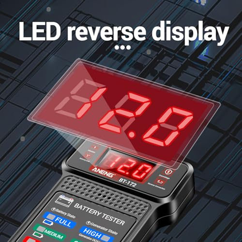 ANENG Car Battery Tester,12V Digital Automotive Batteries Tester,Alternator Charging Analyzer,Voltmeter with LCD Display and LED Indication, Voltage Indicator for Car Truck Motorcycle Electrical Tools