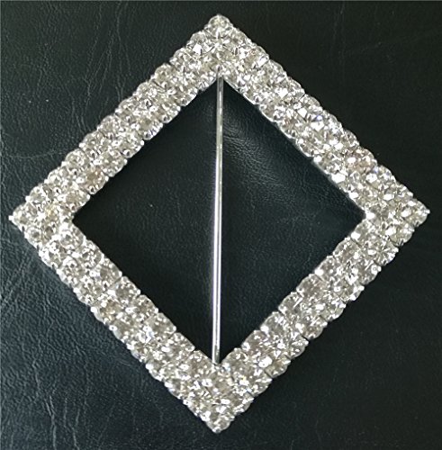 Image of 40 Pack Quality Silver Chair Sash Bow Band Wrap Round Rhinestone Pins Buckles Brooch for Wedding Party Birthday Event Decor