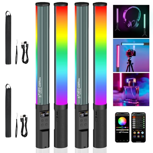 YAOULIGHTS LP430 撮影用ライト RGBスティックライト LEDビデオライト 長:43cm チューブライト 24種FX光効果 色温度2500K～9900K 2600mAh内蔵 輝度自由調節 Type-C充電式 アプリ対応 ハンドヘルドライト チューブ型撮影用ライト 物撮り 動画撮影 YouTube Tiktok 自撮り 商品撮影 ポートレート ライブ配信などに適用(2本セット)