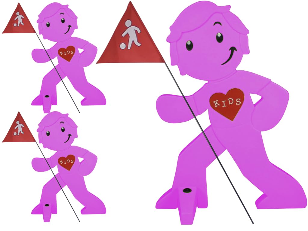 Figura de Advertencia con Bandera, indicador Reflectante de Seguridad para niños - Atención a la conducción Lenta (3X magentas)