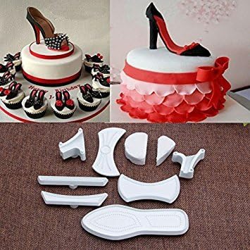 Mercurry 9Pcs High-Heeled Shoes Fondant Cake Mold Cutter Sugarcraft Mold Decorating Tools