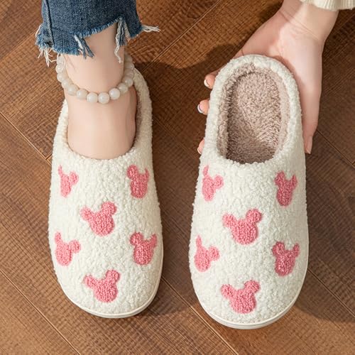 Womens Mens House Slippers Retro Comfy Warm Plush Slip on Fluffy Memory Foam Home Sippers for Winter Indoor Outdoor3