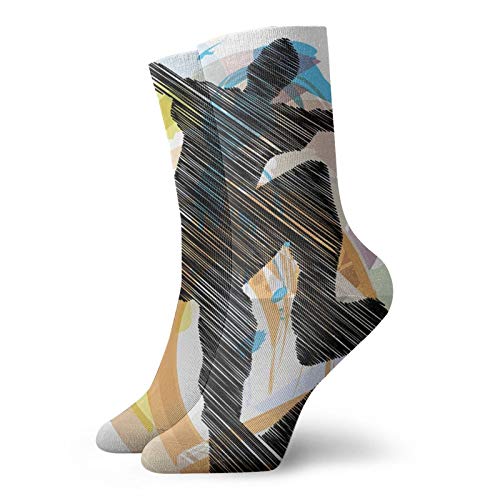 Fashion Compression Socks,Abstract Grunge Stylized Sketch Of A Skater Young Boy Exotic Sports Graphic,Performance Polyester Cushioned Athletic Crew Socks for Running,Athletic, -12 inch
