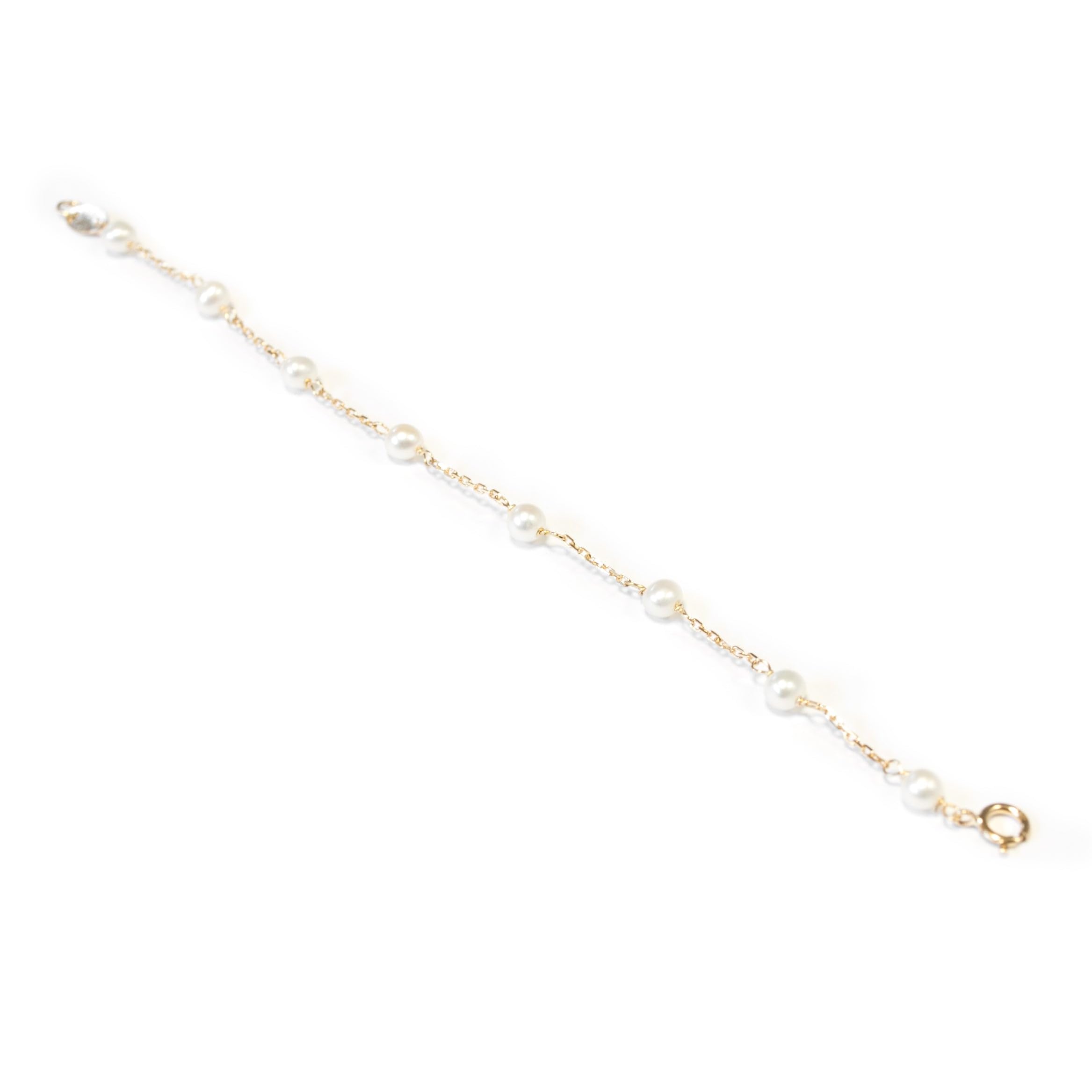 Monde Petit Bracciale Ragazza Oro Giallo 18K Perla Roton4 mm Brillantezza 13 cm - Certificato di garanzia - 1225
