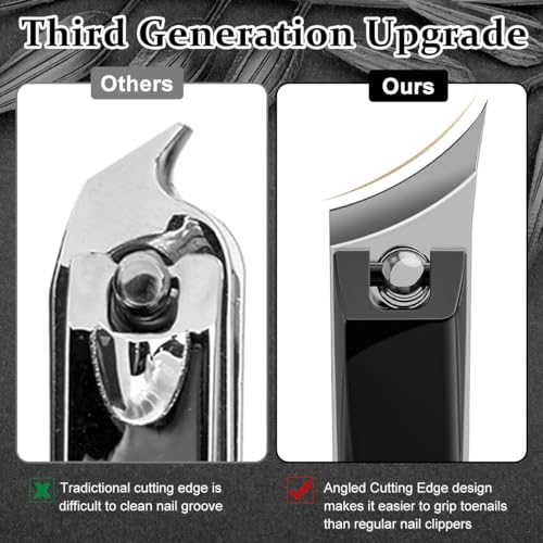 MAYCREATE® 2pcs Slanted Nail Clipper Heavy Duty Stainless Steel Nail Clipper Portable Angled Nail Clipper for Fingernails Toenails No Splash Nail Clipper for Thick Toenails and... - Image 5