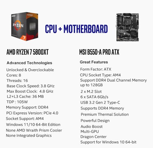 Image of Micro Center AMD 5800XT Processor with MSI B550-A PRO Motherboard