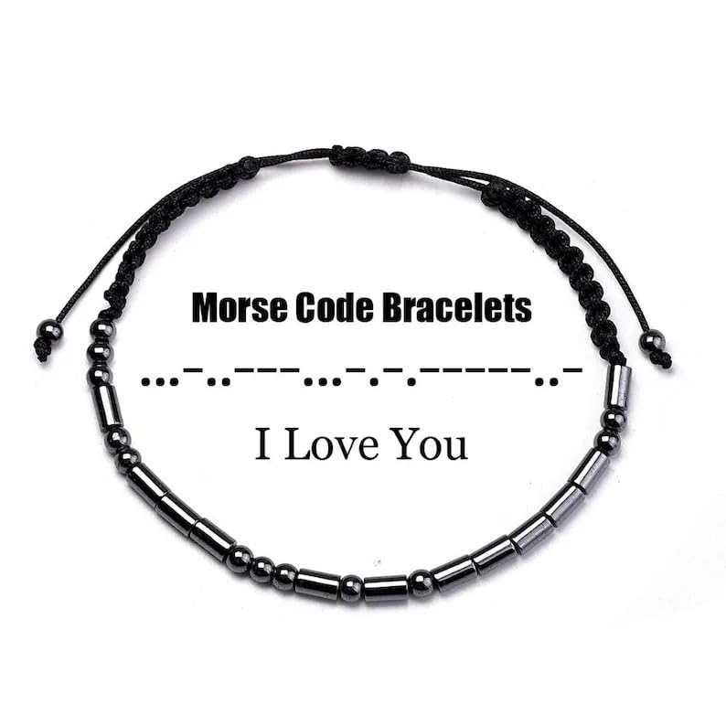 Image of Personalized Morse Code Bracelet - Custom Secret Message Adjustable Bracelet 4mm