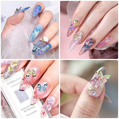 Selftek 3D Nail Art Resin Butterfly With Nail Rhinestones And Metal Rivets,12Color 3D Holographic Butterfly Nail Glitter With 1Pc Tweezer For Nail Art Decoration & Diy Crafting #TOP5