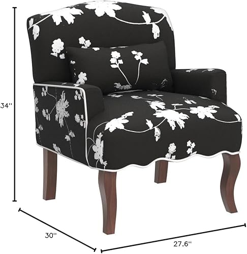 Miniatura 25 de Silla decorativa floral con brazos de tela de lino moderna con almohada extraíble, silla de lectura en esquina tapizada, cómodo sofá individual para