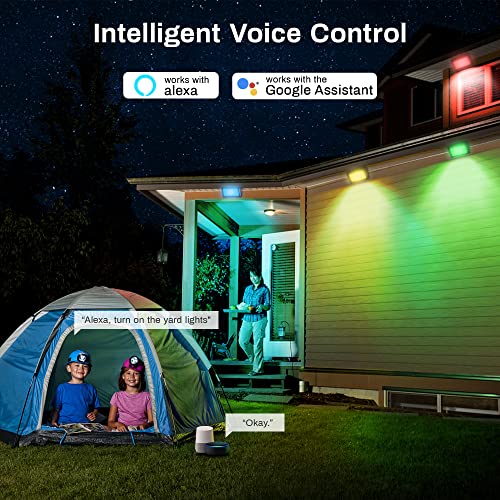 Wysman Rgb Outdoor Flood Light, 25W Smart Color Changing Exterior Landscape Lights With Remote,Wall Washer Decor Lights Works With Alexa For Patio Tree Events Party-2 Pack(3 Prong Plug With 5Ft Cord) #TOP2