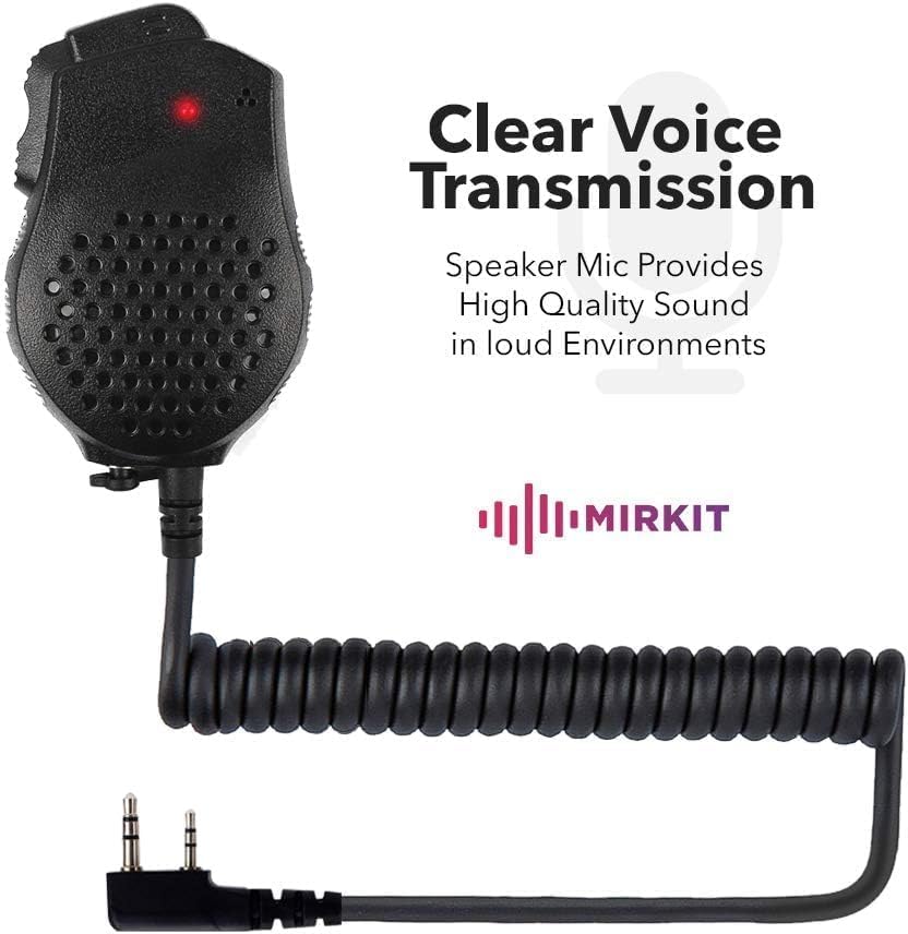 Baofeng UV-82 Speaker Microphone with coiled cable and 2-pin connector