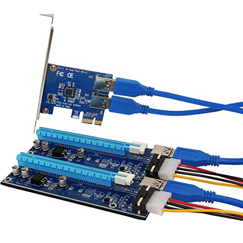Riser card PCI-E 1X to PCI-E 16X de minage Bitcoin avec adaptateur 1 to 2
