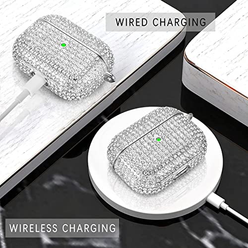 Case For Airpods Pro, Filoto Bling Crystal Pc Airpod Pro 1St Generation Earbuds Case Cover For Women Girls, Apple Airpod Pro Wireless Charging Protective Case With Keychain Accessories (Silver) #TOP3