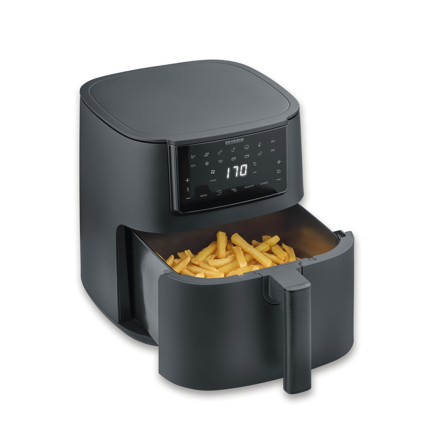 SEVERIN Friggitrice ad Aria Calda XXL, 1700W, 7 Litri, Display Touch, 12 Programmi, Mantenimento Caldo, Funzione Memoria, Rivestimento Ceramica, 29,0 x 38,7 x 31,0 cm, Nero - FR 2462