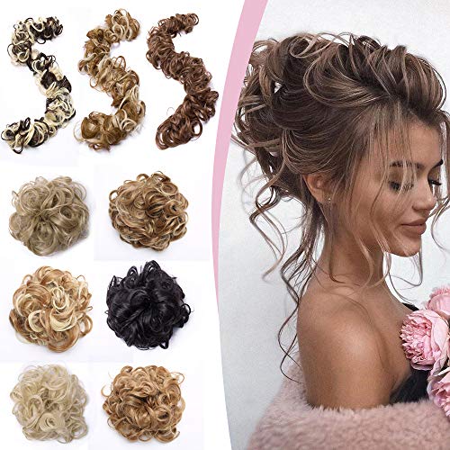 Curly Messy Hair Bun Maker Versatile Long Hair Wrap DIY Ponytail Extensions Chignon Magical Around Scrunchies Long Hair Band 85g Long Hair Band-Bleach Blonde