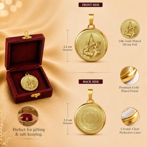 Image of DIVINITI 24K Gold Plated Double-Sided Religious Pendant with Premium Gift Box, Spiritual Locket for Men & Women, Devotional Jewellery for Gifting & Everyday Wear