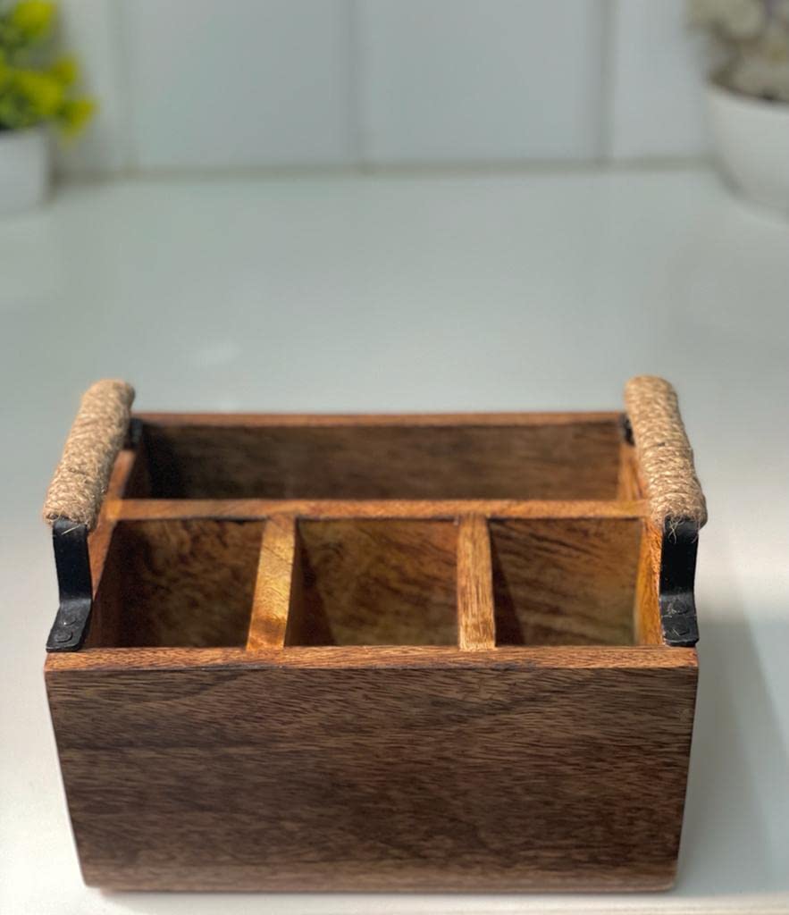 Spoon Stand Set - Wooden Cutlery Holder for Dining Table -8