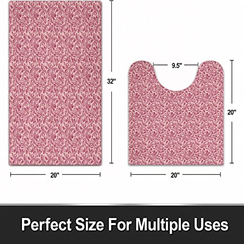 FALOME 2-teilige rutschfeste Badematte,Florale mittelalterliche viktorianische Blütenblätter barocke Blüten wirbelt… – Bild 3