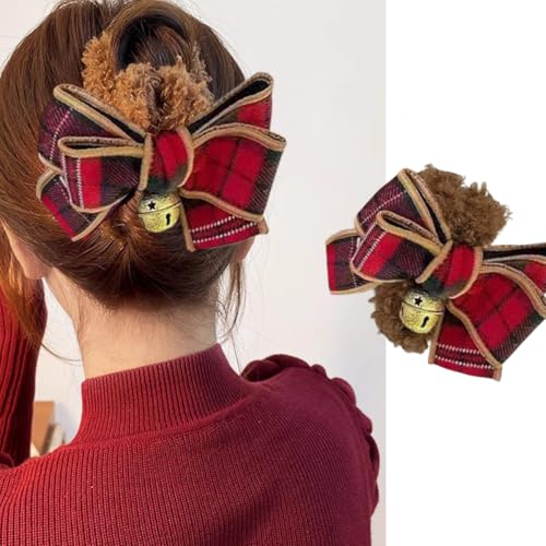 Pinza para cabello Brown grande con diseño navideño miniatura 5