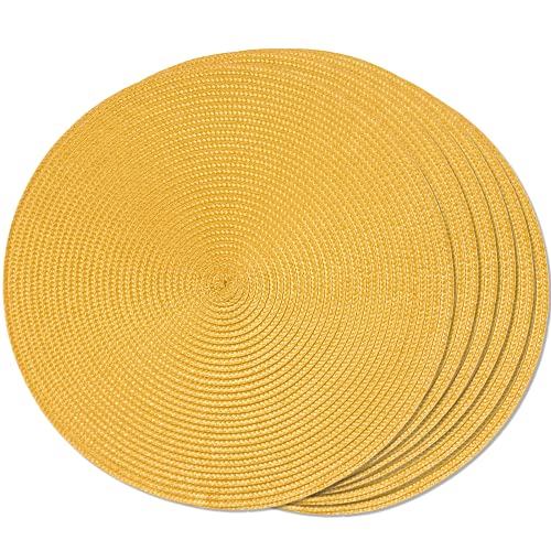 FunWheat Lot de 6 Sets de Table Ronds tressés pour Tables de Salle à Manger, lavables,...