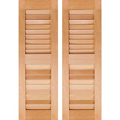 Ekena Millwork RWL18X055UNP Exterior Real Wood Pine Open Louvered Shutters (Per Pair), Unfinished, 18"W x 55"H
