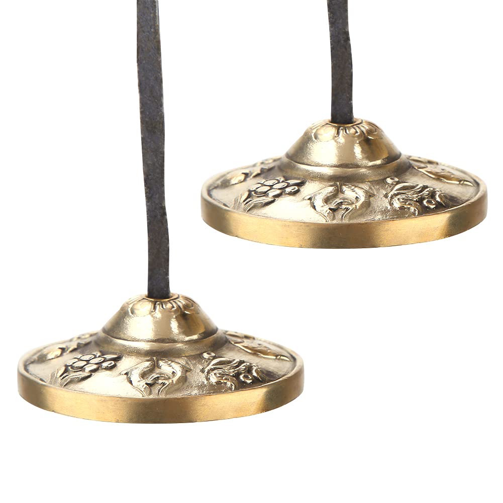 Fupi Cloche de cymbales tibétaines, Cloche tibétaine exquise en Laiton pour la Pratique spirituelle Bouddhiste pour la méditation pour Le Yoga(Modèles de Bon augure)