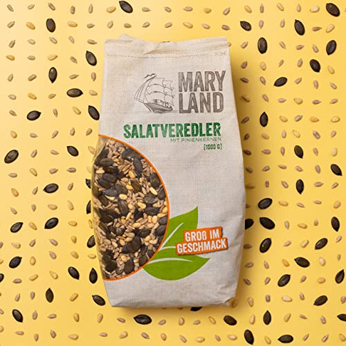 Maryland Salatveredler 1kg Vorratspackung – Sonnenblumenkerne, Kürbiskerne und Pinienkerne in Kerne Mischung – 100% vegan und frei von künstlichen Aromen – Im Großbeutel (1 x 1kg)