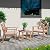 Werph 3 Piece Outdoor Patio Furniture Set, Wooden Conversation Patio Set with Padded Cushion Chairs and Coffee Table, Acacia Wood Lounge Conversation Set for Porch Balcony Deck Backyard