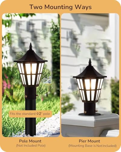 Image of SINOMAN Stylish Gate Light Waterproof Pillar Lamp Outdoor Decor Garden Lighting Pole Mount Exterior Fixture for Home Entrance Patio Compound Boundary (Without Bulb)