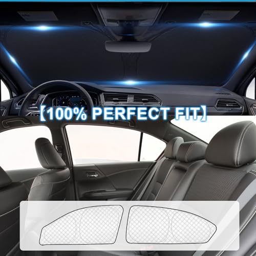 Image of KMF 6pcs Thicken Sun Shades for Honda Accord 2013-2017 Accessories, Car Window Covers Sunshade for Windshield Side Rear, UV Block and Protecting Privacy Blackout for Car Camping Outdoor