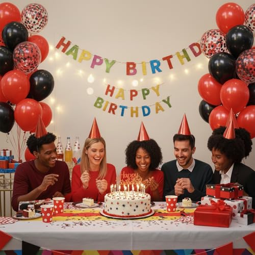Image of Red and Black Balloons Arch Kit,130pcs Black and Red Balloon Garland,Different Sizes Red Latex Balloons for Birthday New Years Graduation Bachelorette Poker Casino Prom Party Decoration