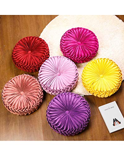 Hlovme Throw Pillow For Couch Decorative 3D Pumpkin Round Velvet Cushion For Sofa Bed Chair Floor 15"X15", Yellow #TOP5