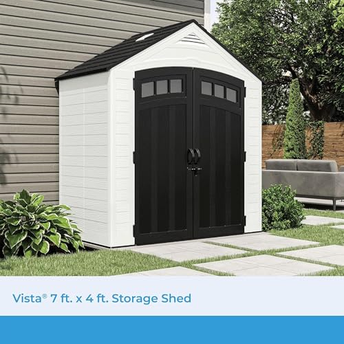 Suncast 7' x 4' Vista Vertical Storage Shed, with Floor, Double Doors - image 2
