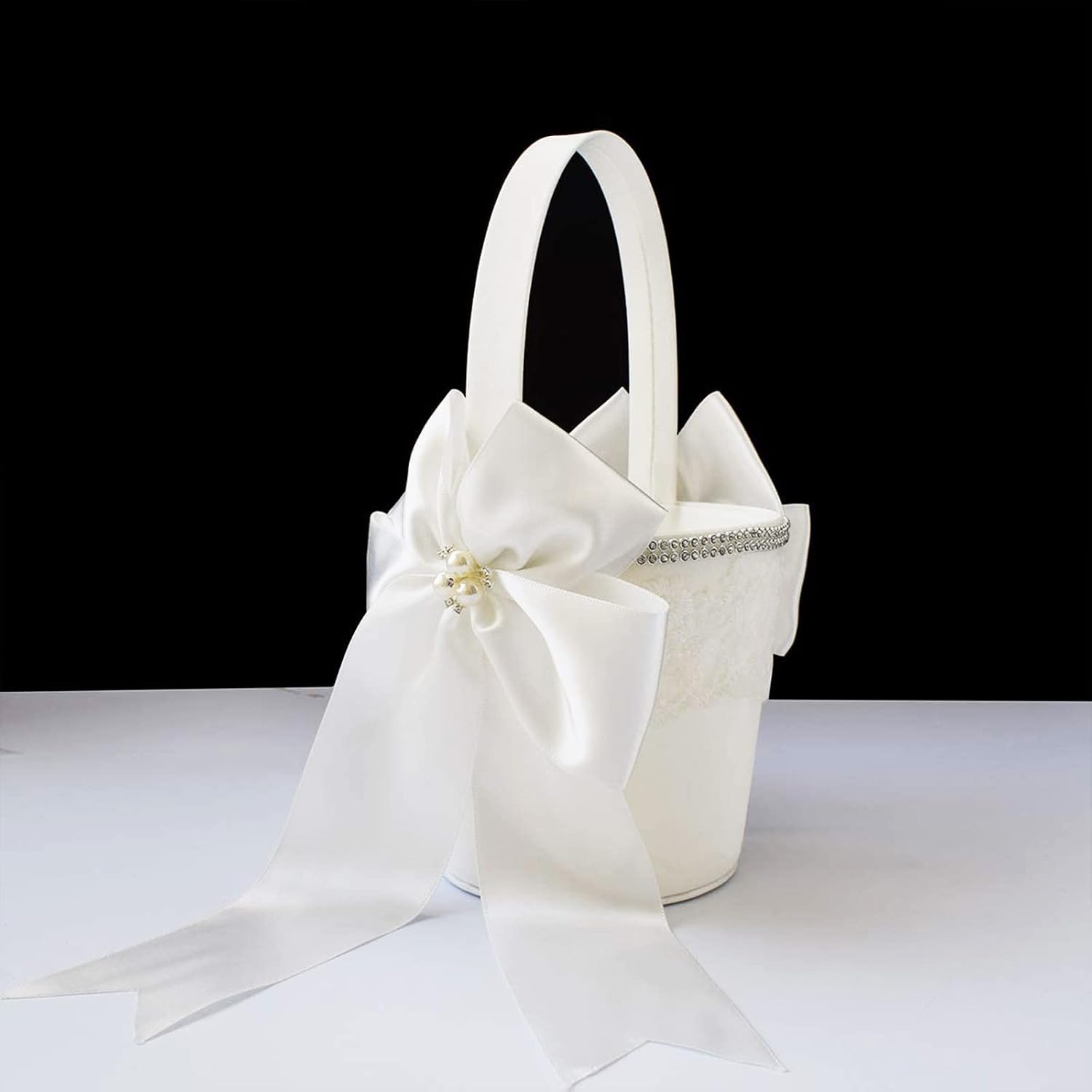 ATAILOVE Wedding Flower Girl Basket, Royal Premium Series - Ivory
