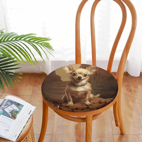 Coussin de chaise rond en mousse de qualité supérieure Chihuahua