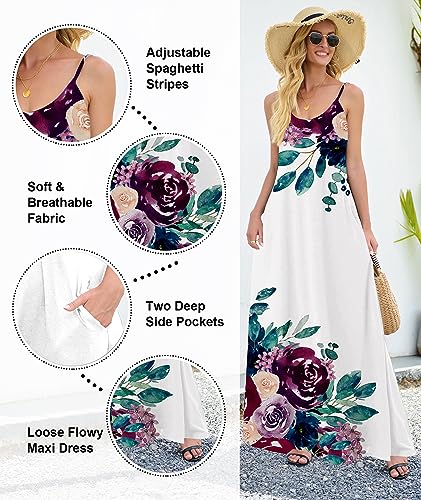 Image of Wolddress Womens Maxi Dress with Pockets 2026 Casual Strap Plus Size Loose Plain Long Office Summer Beach Travel Dresses S-5X