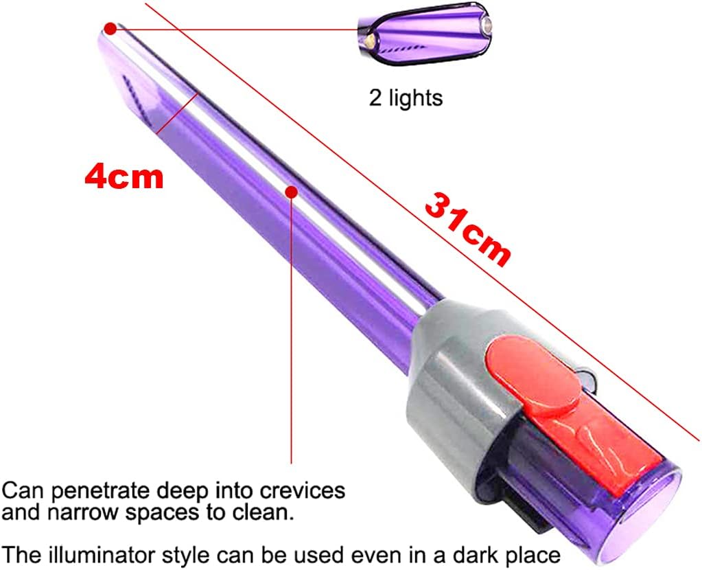 Light Pipe Crevice LED Narrow Slit Nozzle Tool for Dyson V7 V8 V10 V11 Vacuum Cleaner, Suction Gap Head Replacement