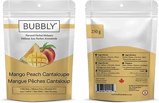 Bubbly Shisha Flavors – 250 g Herbal Hookah Flavors – Fresh and Long-Lasting Shisha Hookah Flavors – No-Tobacco Shisha Molasses – Ideal for Home, Bar, Pub (Mango Peach Cantaloupe)