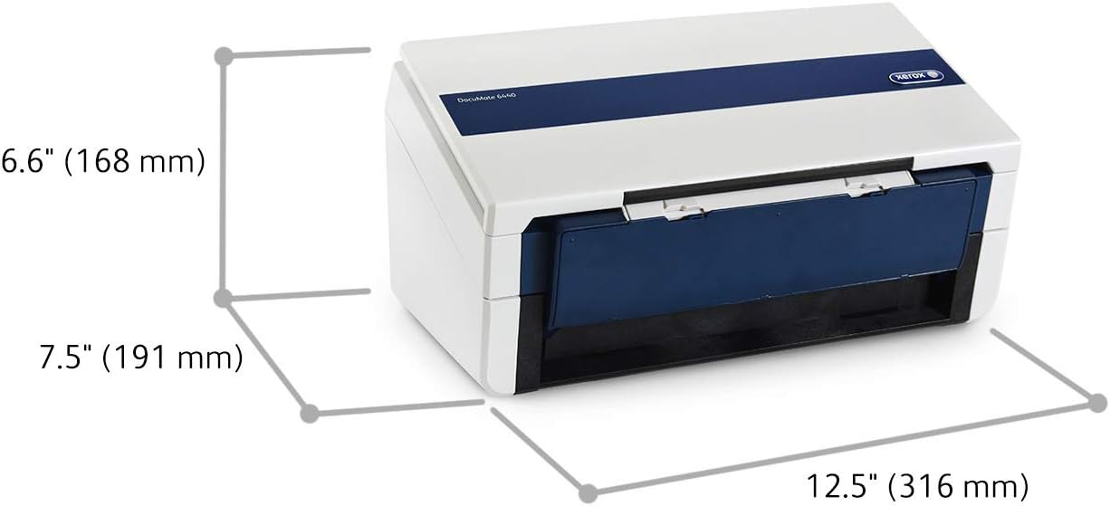 Visioneer Xerox DocuMate 6440 Duplex Document Scanner for PC and Mac, Automatic Document Feeder (ADF), White & Navy (XDM6440-U)