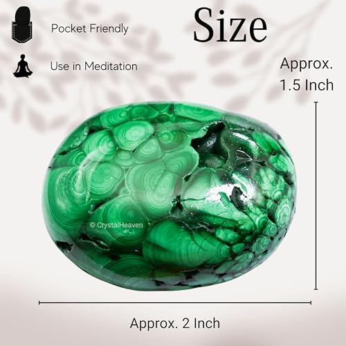 Image of Crystal Heaven Malachite Crystal Palm Pebbles Stones For Anxiety Stress Relief Massage-Aaa Grade Original Healing Gemstone Agate Palm Stone For Yoga Meditation Spiritual Reiki Feng Shui