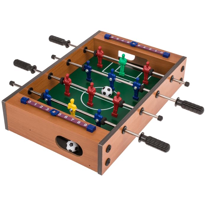 Tavolo da calcio balilla in legno, 33 x 21 cm, con 2 palline e contatore punteggio