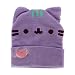 Pusheen Cuffed Beanie With Ears - Purple Pastel With Heart