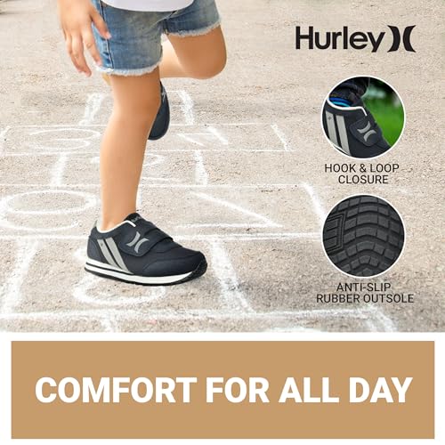 Hurley Kid's Knox Walking Sneakers - Kid's Runner Shoes with Hook & Loop Closure for Easy Wear, Lightweight Running & Walking Shoes for Boys & Girls, Toddler Kid's Sneaker Shoes4