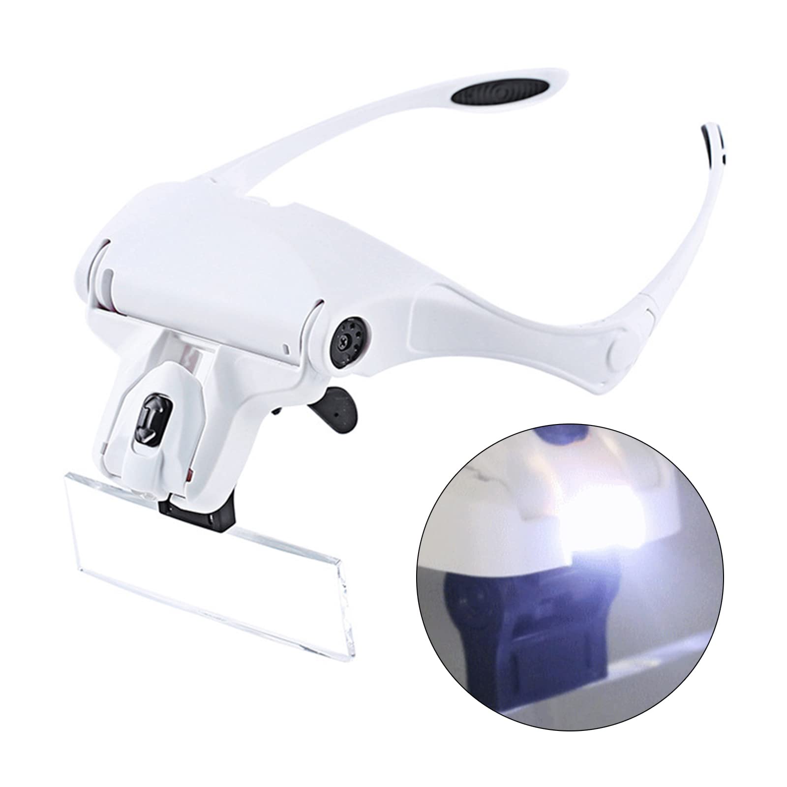 CHENZILIN Head Mounted Magnifier Headband Illumination Loupe 1X 1.5X 2X 2.5X 3.5X for Jewelry Watch Repair with 5 Lens