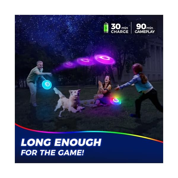 Glow-in-The-Dark-LED-Flying-Disc-7-Dynamic-Modes-7-Colors-IP65-Waterproof-Perfect-Birthday-Camping-Gift-for-MenBoysTeensKids-Outdoor-Games-Cool-Toys-175g Flashflight LED Dog Flying Disc