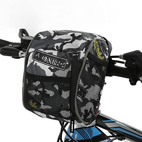 Tnfeeon Handlebar Bag for Cycling, Motorcycle Storage Bag Multifunctional Reflective Belts Balance Bike Tricycle Scooter Organizer Decoration for Travel Camping (Grey)