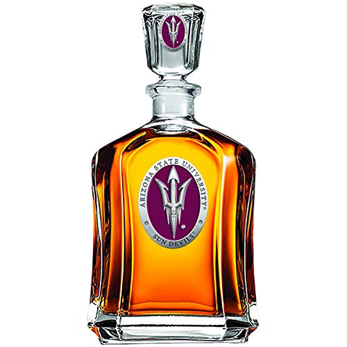 Image of Heritage Pewter ASU Arizona State University Capitol Decanter | 24 OZ Whiskey Decanter for Liquor with Airtight Stopper | Expertly Crafted Pewter Glass