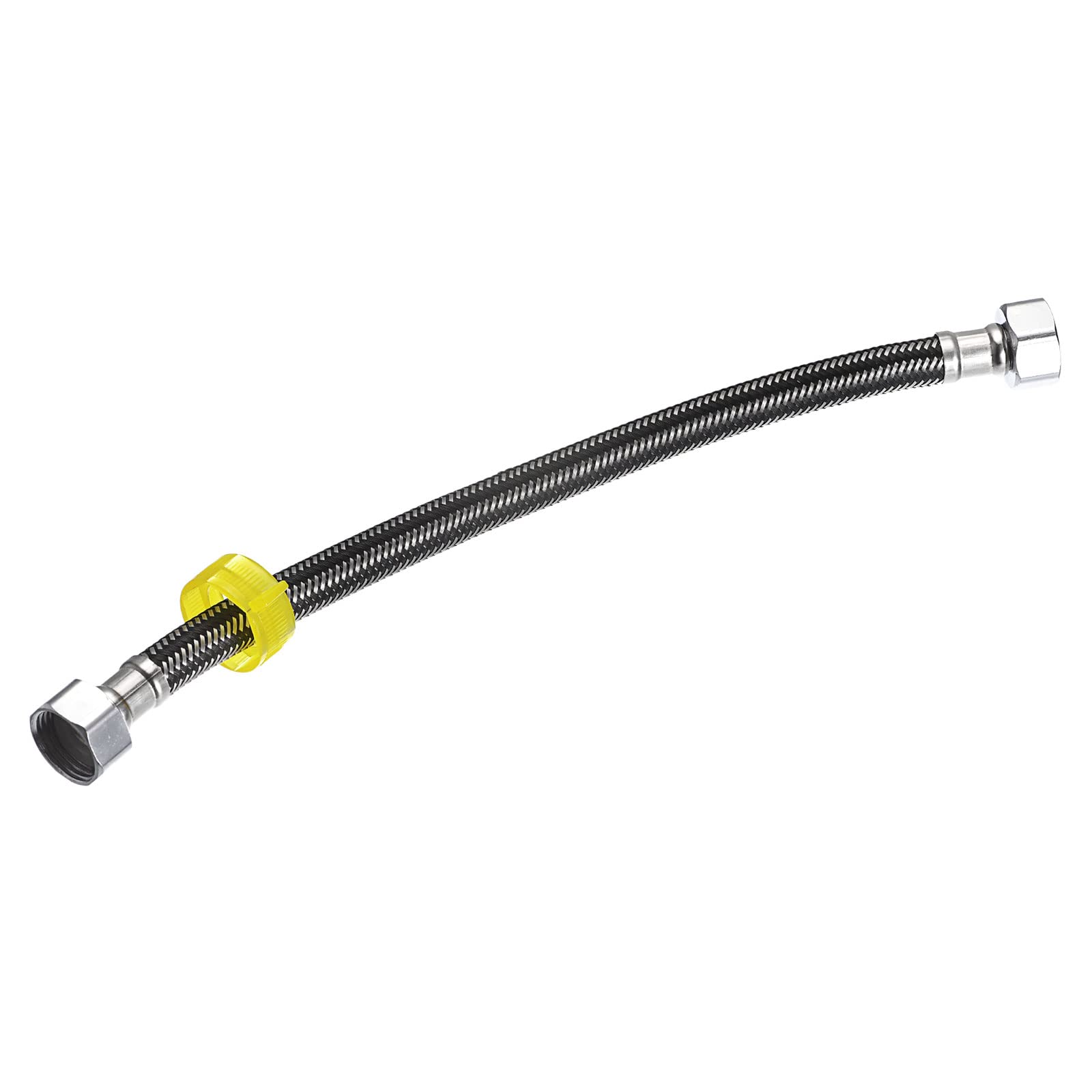 sourcing map Faucet Supply Line Connector, G1/2 Female x G1/2 Female 12 Inch Long Braided 304 Stainless Steel Water Supply Hose, Black